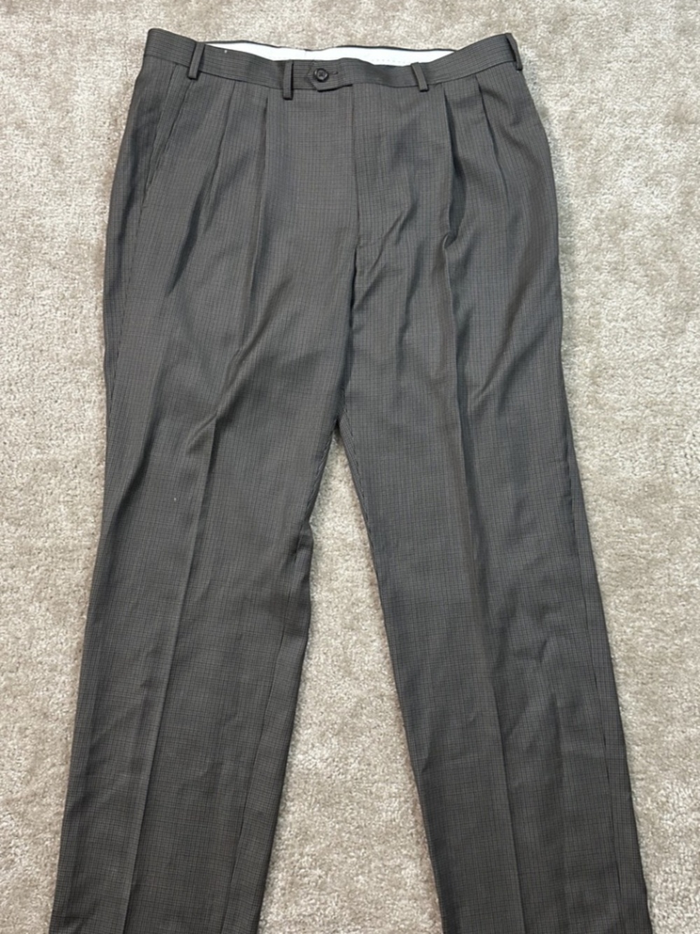 Polo Ralph Lauren Dress Pants Mens 38x34 Slim Fit Charcoal Gray Striped Unhemmed